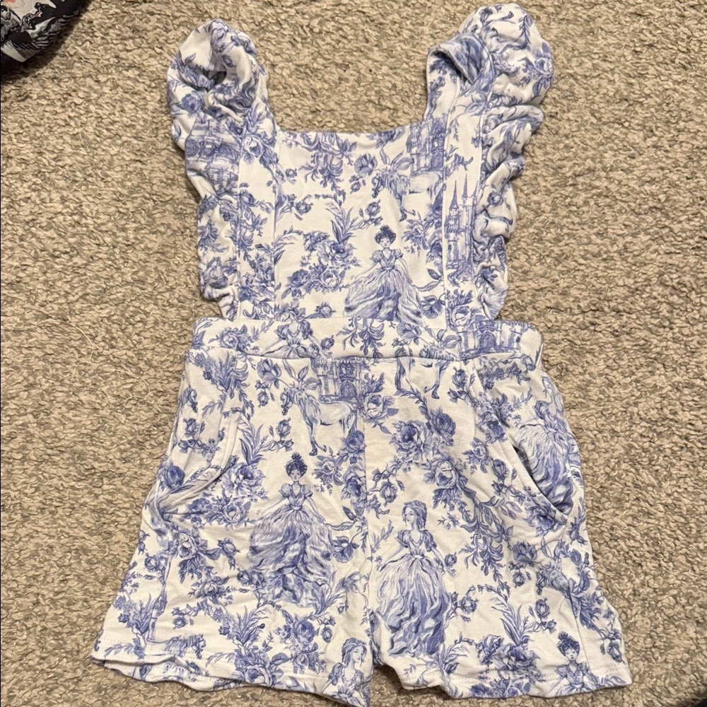 Posh Peanut Charming Blue and White Girls Romper